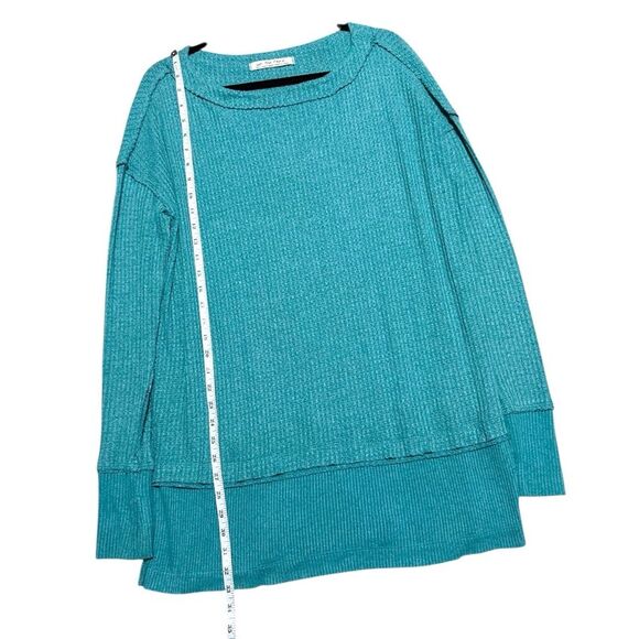 FREE PEOPLE NWT North Shore Waffle Knit Oversized Tunic *Aqua S - Picture 6 of 10